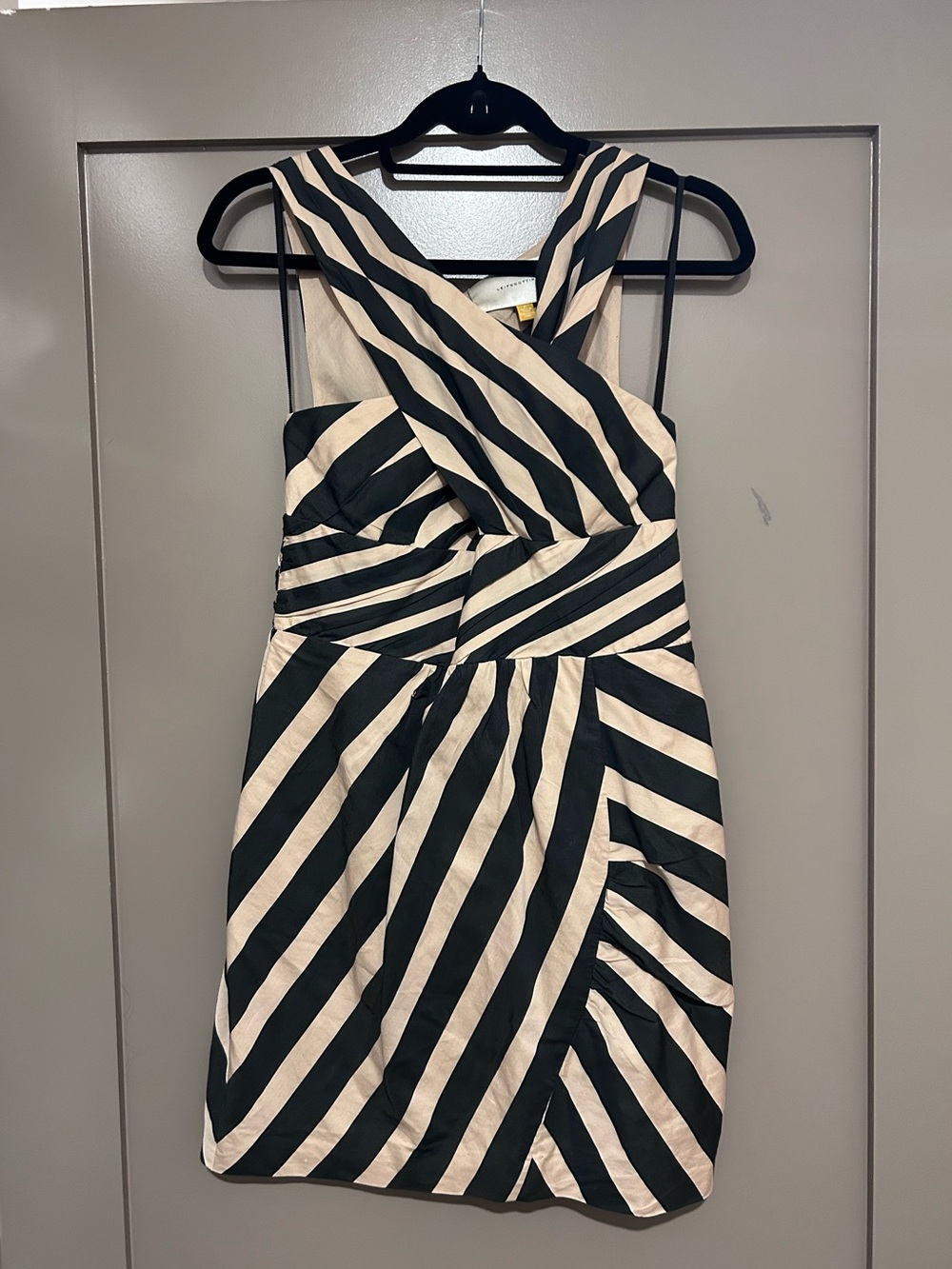 Leifsdottir stripe cotton and silk dress gold button detail
